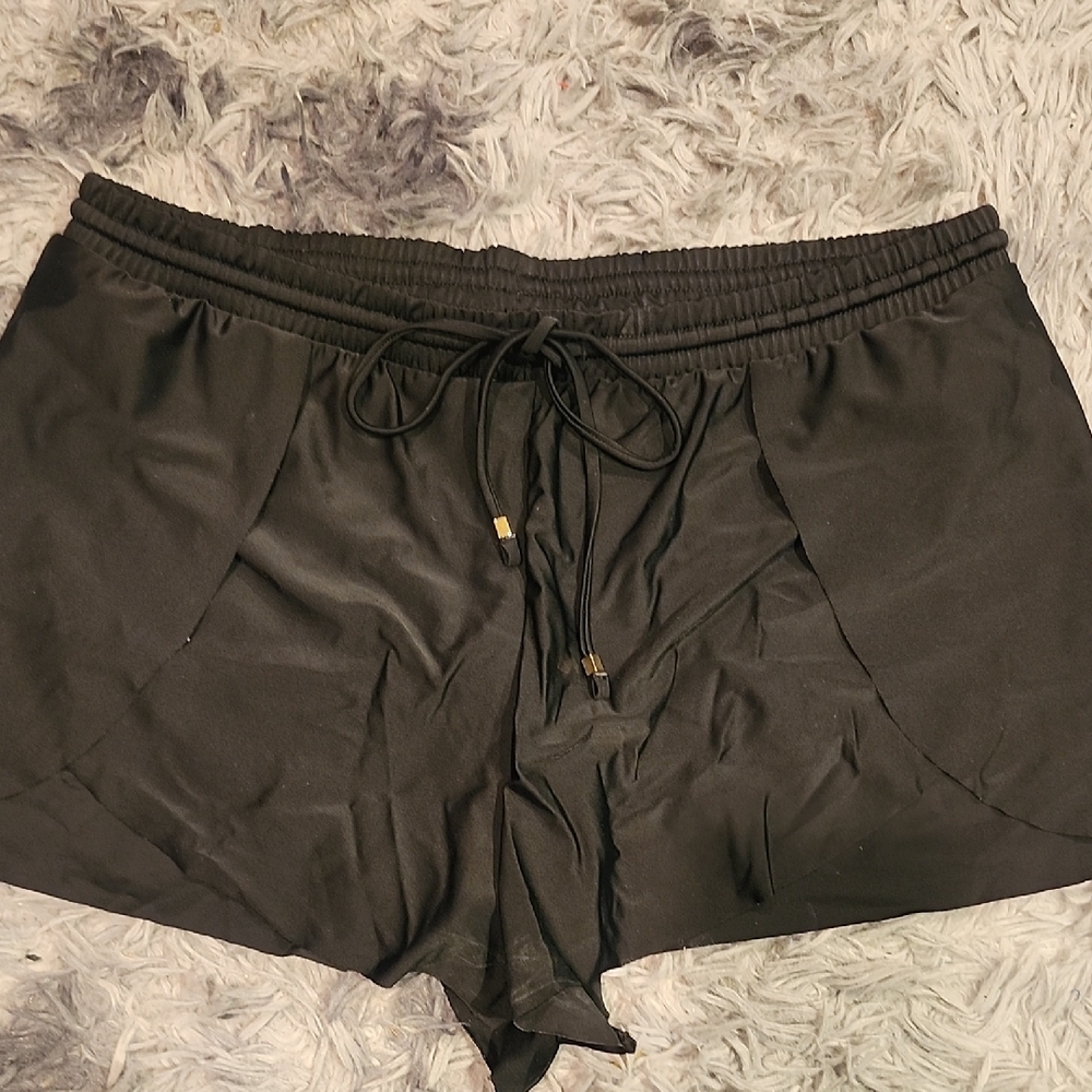 Time and Tru Plus Size Leaf Side Swim Shorts